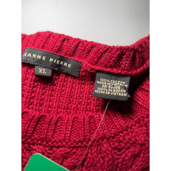 Jeanne Pierre Women's XL Red Cable-Knit Pullover Sweater‎ Long Sleeve - Picture 5 of 8